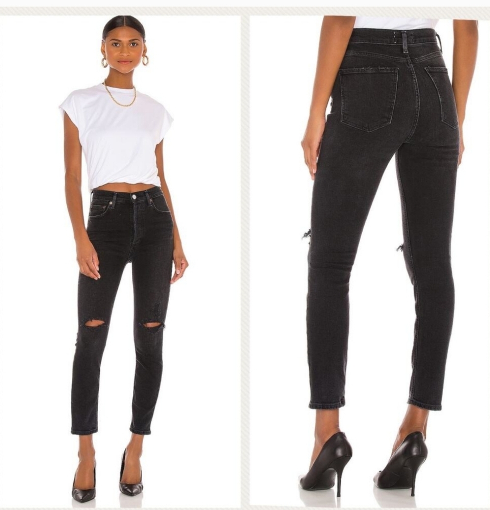 Agolde Nico High Rise Distressed Slim Jean In Cassette